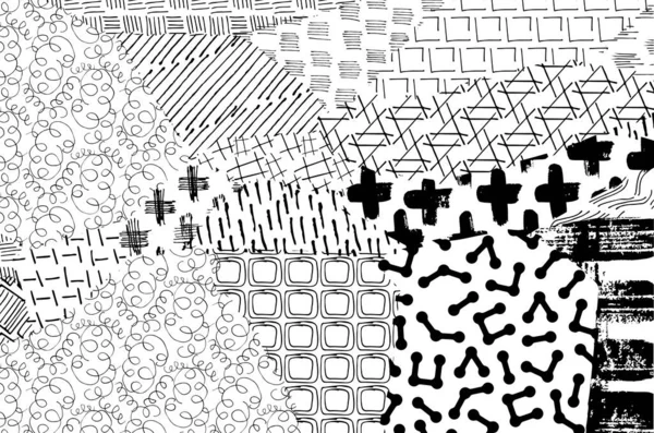 Soyut siyah konturlar, el vektör desen çizdi. Geometrik tarzı Retro soyut desen. Soyut çok renkli geometrik desen.