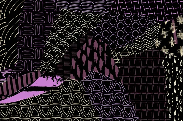 Абстрактні Чорні Штрихи Ручний Ескіз Векторний Візерунок Ретро Абстрактний Візерунок — стоковий вектор