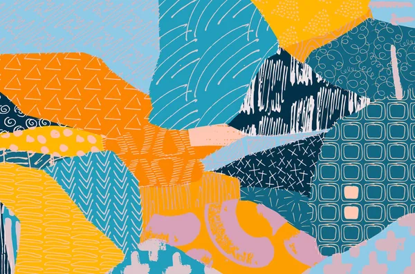 Soyut siyah konturlar, el vektör desen çizdi. Geometrik tarzı Retro soyut desen. Soyut çok renkli geometrik desen.