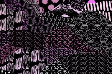 Soyut siyah konturlar, el vektör desen çizdi. Geometrik tarzı Retro soyut desen. Soyut çok renkli geometrik desen.