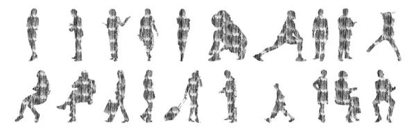 Vector Silhouettes Outline Silhouettes People Contour Drawing People Silhouette Icon — 스톡 벡터