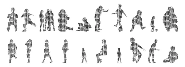 Siluetas Vectores Siluetas Contorno Personas Dibujo Contorno Silueta Personas Icono — Archivo Imágenes Vectoriales