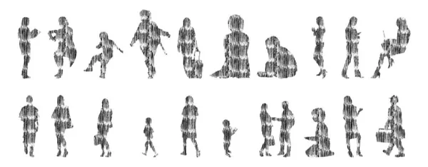 Silhouettes Vectorielles Silhouettes Esquissées Personnes Dessin Contour Silhouette Personnes Icône — Image vectorielle