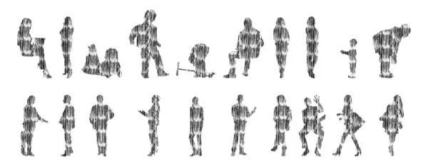 Vector Silhouettes Outline Silhouettes People Contour Drawing People Silhouette Icon — 스톡 벡터