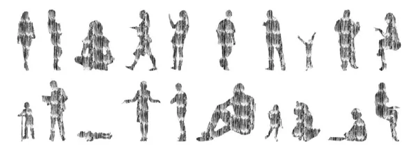 Vector Silhouettes Outline Silhouettes People Contour Drawing People Silhouette Icon — Stock Vector