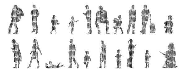 Siluetas Vectores Siluetas Contorno Personas Dibujo Contorno Silueta Personas Icono — Archivo Imágenes Vectoriales