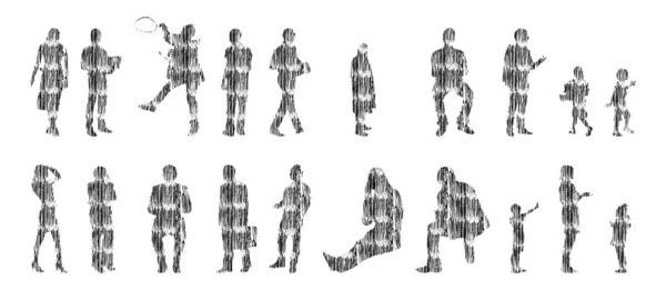 Vector Silhouettes Outline Silhouettes People Contour Drawing People Silhouette Icon — 스톡 벡터