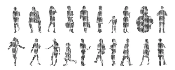 Siluetas Vectores Siluetas Contorno Personas Dibujo Contorno Silueta Personas Icono — Archivo Imágenes Vectoriales