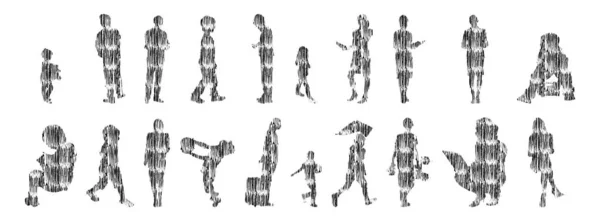 Siluetas Vectores Siluetas Contorno Personas Dibujo Contorno Silueta Personas Icono — Archivo Imágenes Vectoriales