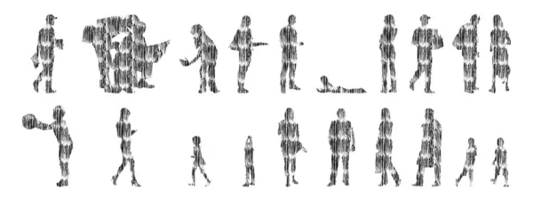 Sílhuetas Vetoriais Sílhuetas Contorno Pessoas Desenho Contorno Silhueta Pessoas Conjunto — Vetor de Stock