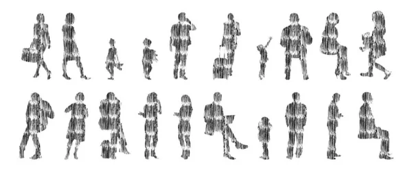 Sagome Vettoriali Sagome Sagomate Delle Persone Disegno Contorno Sagoma Delle — Vettoriale Stock