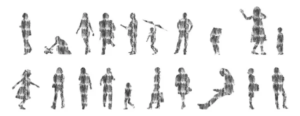 Sílhuetas Vetoriais Sílhuetas Contorno Pessoas Desenho Contorno Silhueta Pessoas Conjunto —  Vetores de Stock
