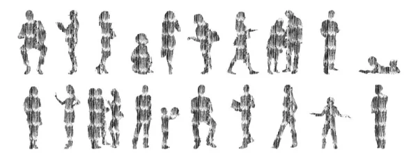 Silhouettes Vectorielles Silhouettes Esquissées Personnes Dessin Contour Silhouette Personnes Icône — Image vectorielle