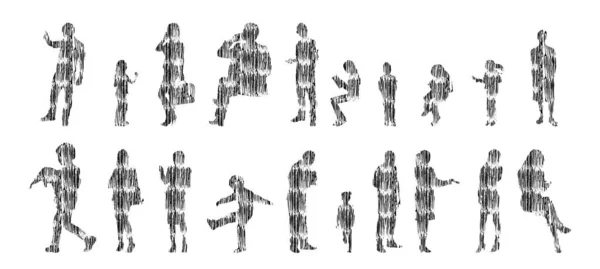 Векторні Силуети Контурні Силуети Людей Контурний Малюнок Люди Силует Набір — стоковий вектор
