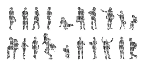 Vector Silhouettes Outline Silhouettes People Contour Drawing People Silhouette Icon — 스톡 벡터