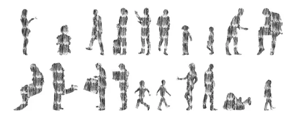 Siluetas Vectores Siluetas Contorno Personas Dibujo Contorno Silueta Personas Icono — Archivo Imágenes Vectoriales