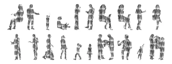 Silhouettes Vectorielles Silhouettes Esquissées Personnes Dessin Contour Silhouette Personnes Icône — Image vectorielle