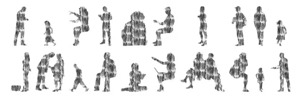 Vector Silhouettes Outline Silhouettes People Contour Drawing People Silhouette Icon — 스톡 벡터