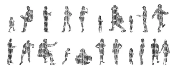 Vector Silhouettes Outline Silhouettes People Contour Drawing People Silhouette Icon — 스톡 벡터