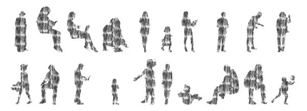 Vector Silhouettes Outline Silhouettes People Contour Drawing People Silhouette Icon — 스톡 벡터