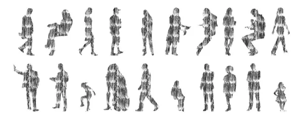 Siluetas Vectores Siluetas Contorno Personas Dibujo Contorno Silueta Personas Icono — Archivo Imágenes Vectoriales