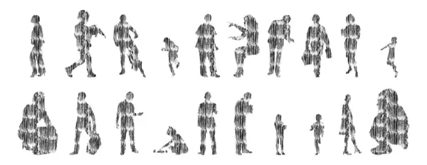 Vector Silhouettes Outline Silhouettes People Contour Drawing People Silhouette Icon — 스톡 벡터