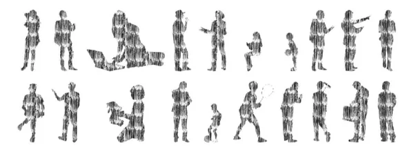 Vector Silhouettes Outline Silhouettes People Contour Drawing People Silhouette Icon — 스톡 벡터