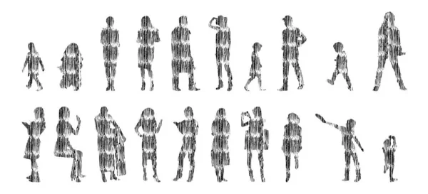 Sagome Vettoriali Sagome Sagomate Delle Persone Disegno Contorno Sagoma Delle — Vettoriale Stock