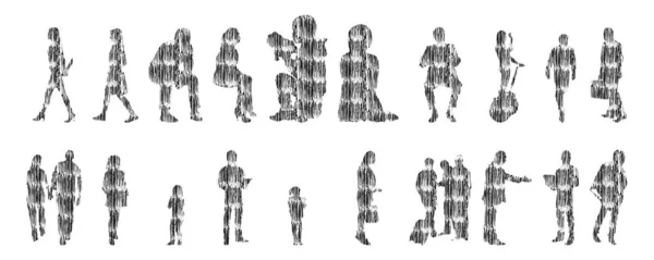 Silhouettes Vectorielles Silhouettes Esquissées Personnes Dessin Contour Silhouette Personnes Icône — Image vectorielle