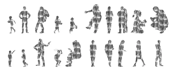 Siluetas Vectores Siluetas Contorno Personas Dibujo Contorno Silueta Personas Icono — Archivo Imágenes Vectoriales