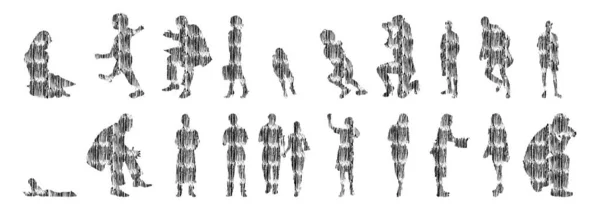 Vector Silhouettes Outline Silhouettes People Contour Drawing People Silhouette Icon — 스톡 벡터