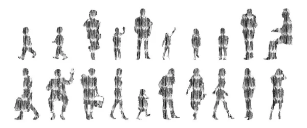 Sagome Vettoriali Sagome Sagomate Delle Persone Disegno Contorno Sagoma Delle — Vettoriale Stock