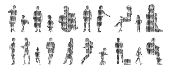 Vector Silhouettes Outline Silhouettes People Contour Drawing People Silhouette Icon — 스톡 벡터