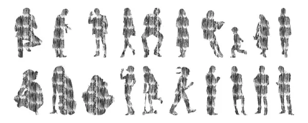 Siluetas Vectores Siluetas Contorno Personas Dibujo Contorno Silueta Personas Icono — Archivo Imágenes Vectoriales