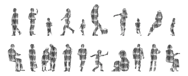 Sílhuetas Vetoriais Sílhuetas Contorno Pessoas Desenho Contorno Silhueta Pessoas Conjunto —  Vetores de Stock