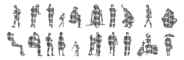 Vector Silhouettes Outline Silhouettes People Contour Drawing People Silhouette Icon — 스톡 벡터