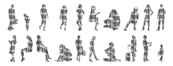 Vector Silhouettes Outline Silhouettes People Contour Drawing People Silhouette Icon — 스톡 벡터