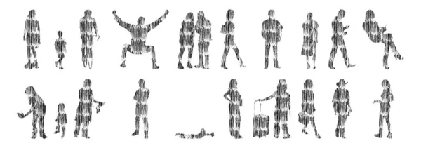 Siluetas Vectores Siluetas Contorno Personas Dibujo Contorno Silueta Personas Icono — Archivo Imágenes Vectoriales