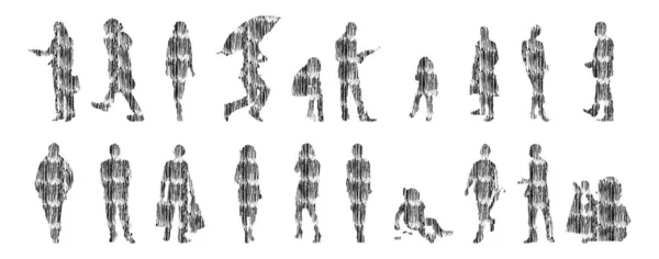 Silhouettes Vectorielles Silhouettes Esquissées Personnes Dessin Contour Silhouette Personnes Icône — Image vectorielle