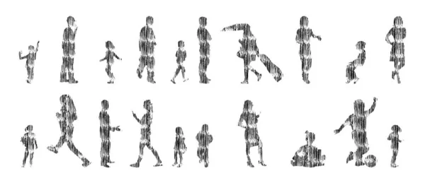 Silhouettes Vectorielles Silhouettes Esquissées Personnes Dessin Contour Silhouette Personnes Icône — Image vectorielle