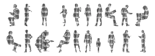 Siluetas Vectores Siluetas Contorno Personas Dibujo Contorno Silueta Personas Icono — Archivo Imágenes Vectoriales