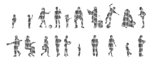 Siluetas Vectores Siluetas Contorno Personas Dibujo Contorno Silueta Personas Icono — Archivo Imágenes Vectoriales