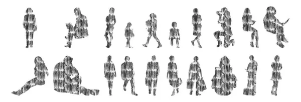 Siluetas Vectores Siluetas Contorno Personas Dibujo Contorno Silueta Personas Icono — Archivo Imágenes Vectoriales