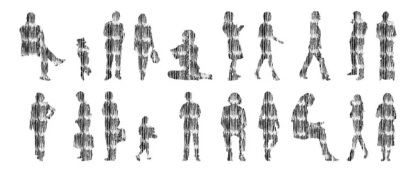 Vector Silhouettes Outline Silhouettes People Contour Drawing People Silhouette Icon — 스톡 벡터