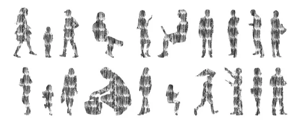 Vector Silhouettes Outline Silhouettes People Contour Drawing People Silhouette Icon — 스톡 벡터