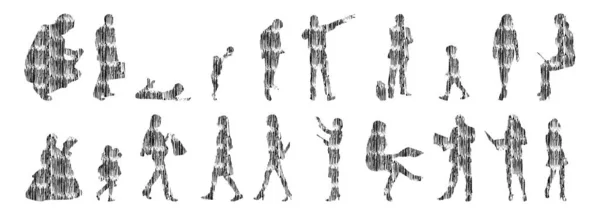 Siluetas Vectores Siluetas Contorno Personas Dibujo Contorno Silueta Personas Icono — Archivo Imágenes Vectoriales