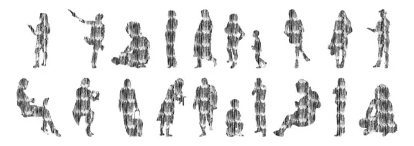 Siluetas Vectores Siluetas Contorno Personas Dibujo Contorno Silueta Personas Icono — Archivo Imágenes Vectoriales