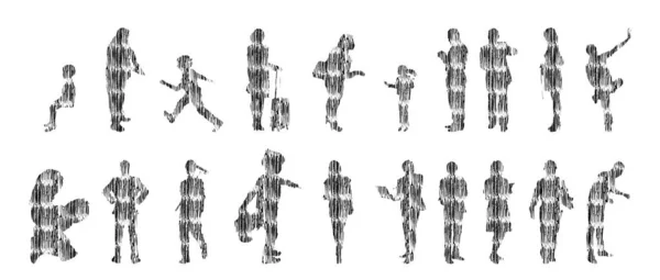 Siluetas Vectores Siluetas Contorno Personas Dibujo Contorno Silueta Personas Icono — Archivo Imágenes Vectoriales