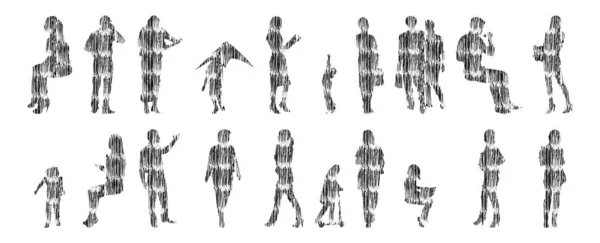 Siluetas Vectores Siluetas Contorno Personas Dibujo Contorno Silueta Personas Icono — Archivo Imágenes Vectoriales