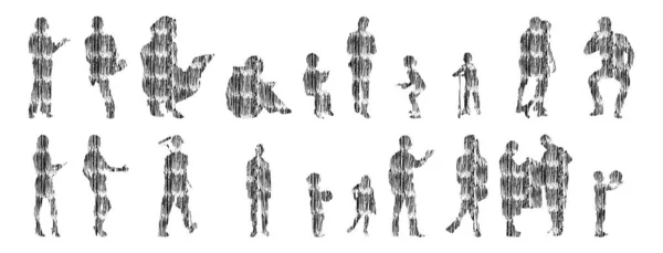 Vector Silhouettes Outline Silhouettes People Contour Drawing People Silhouette Icon — 스톡 벡터